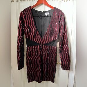 Superdown Sequined Long Sleeve Mini Dress